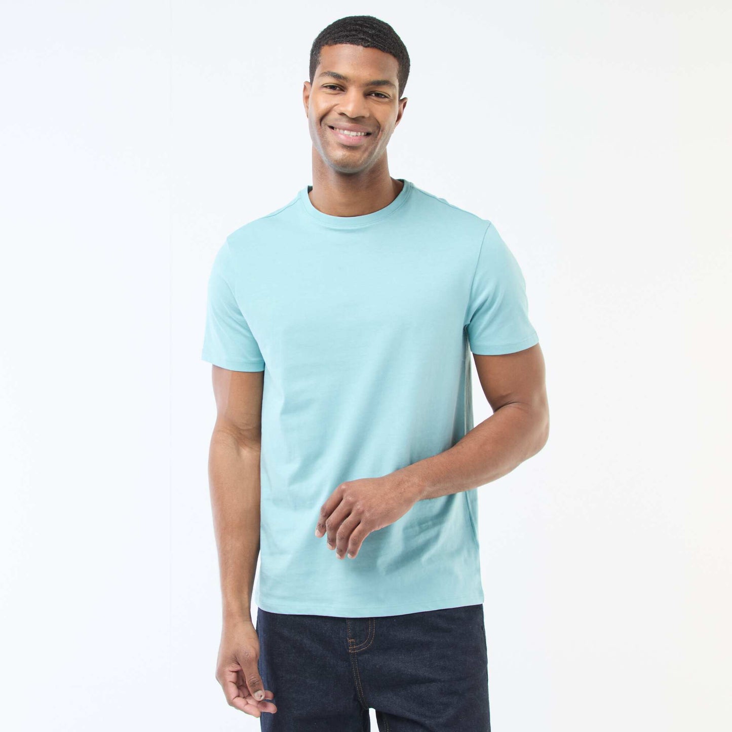 Camiseta recta de punto lisa AZUL