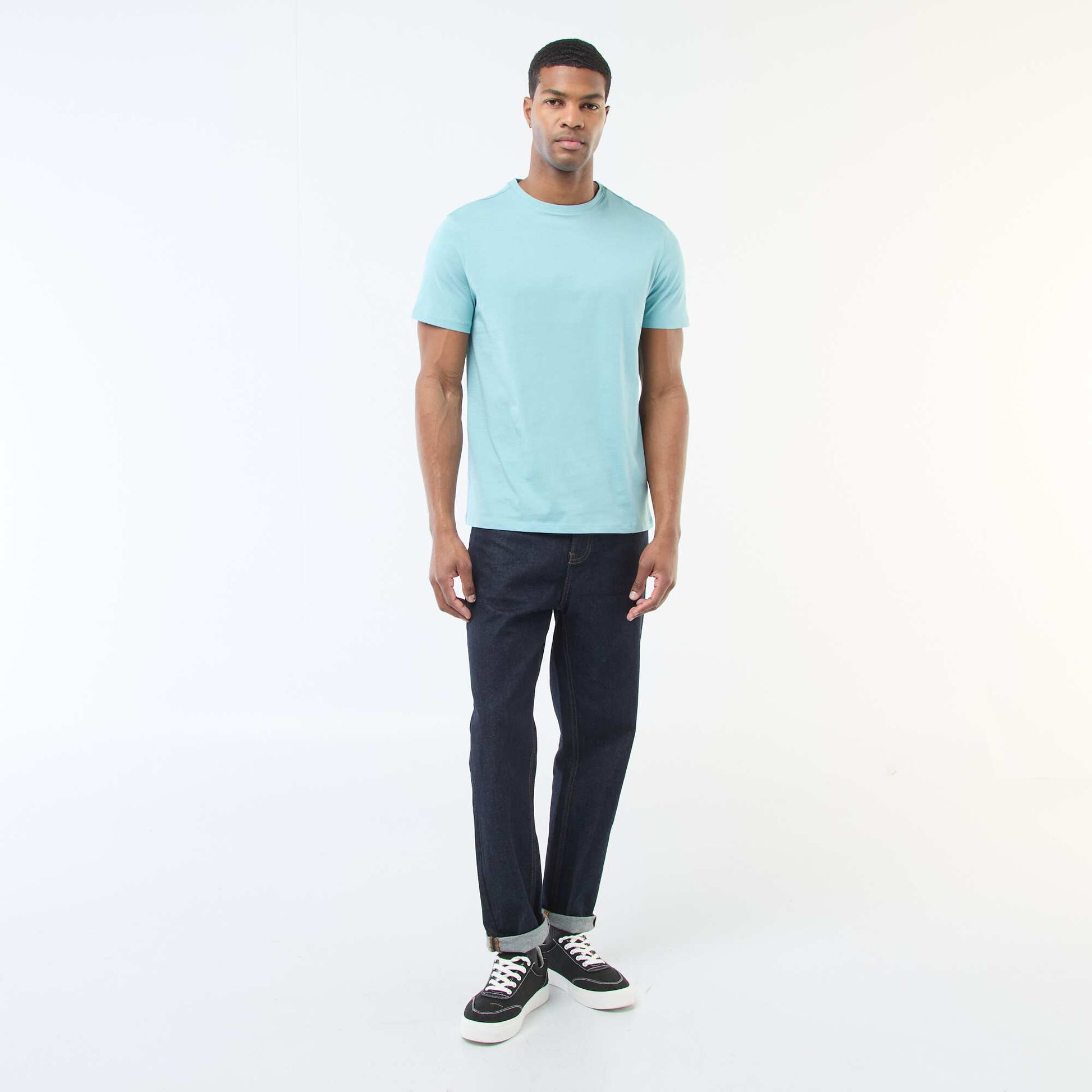 Camiseta recta de punto lisa AZUL