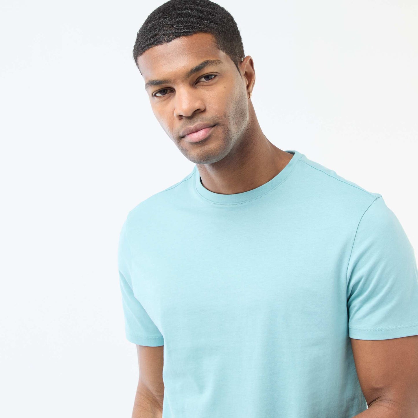 Camiseta recta de punto lisa AZUL