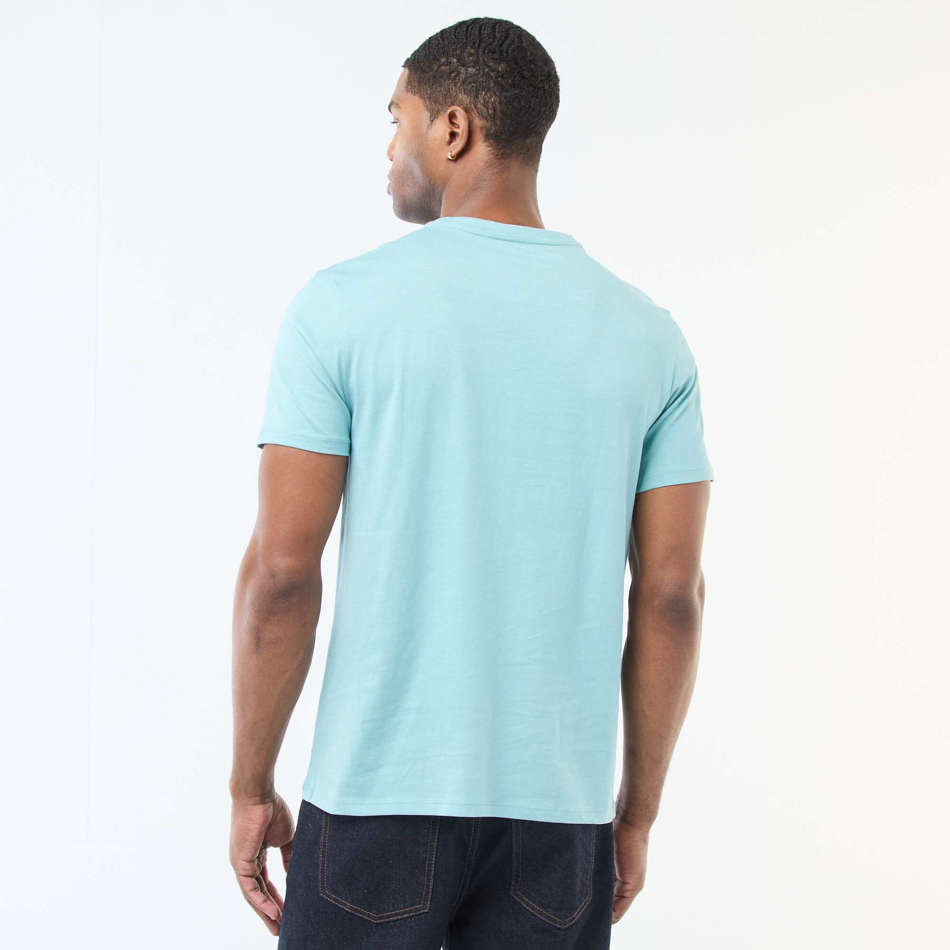Camiseta recta de punto lisa AZUL