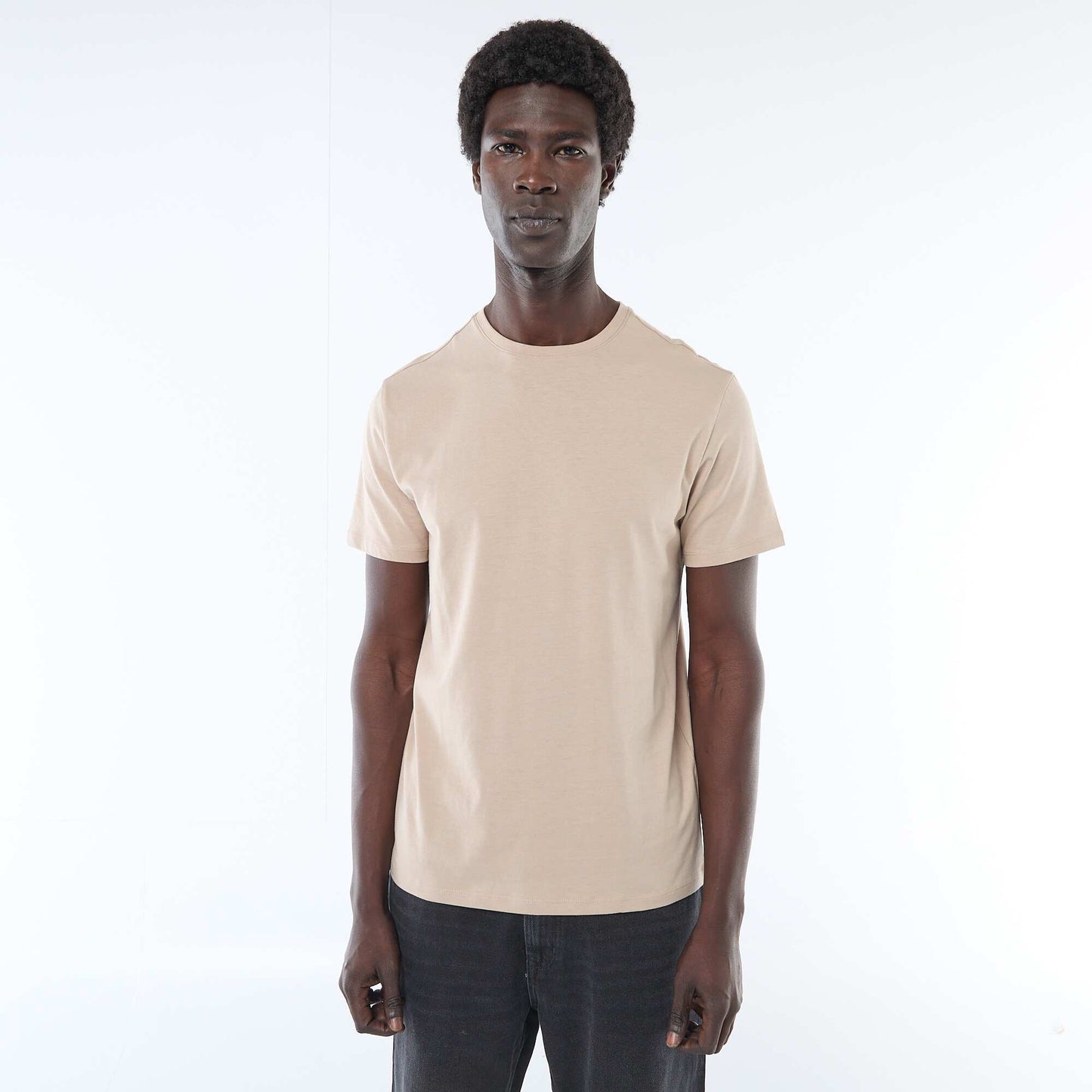 Camiseta recta de punto lisa BEIGE