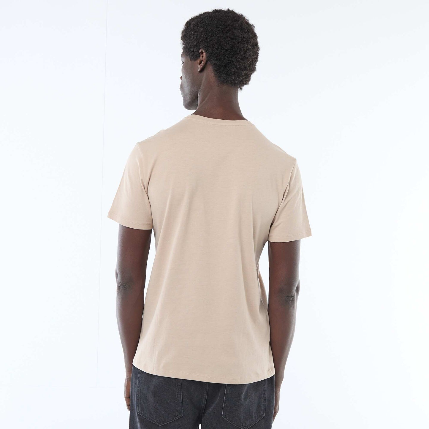 Camiseta recta de punto lisa BEIGE