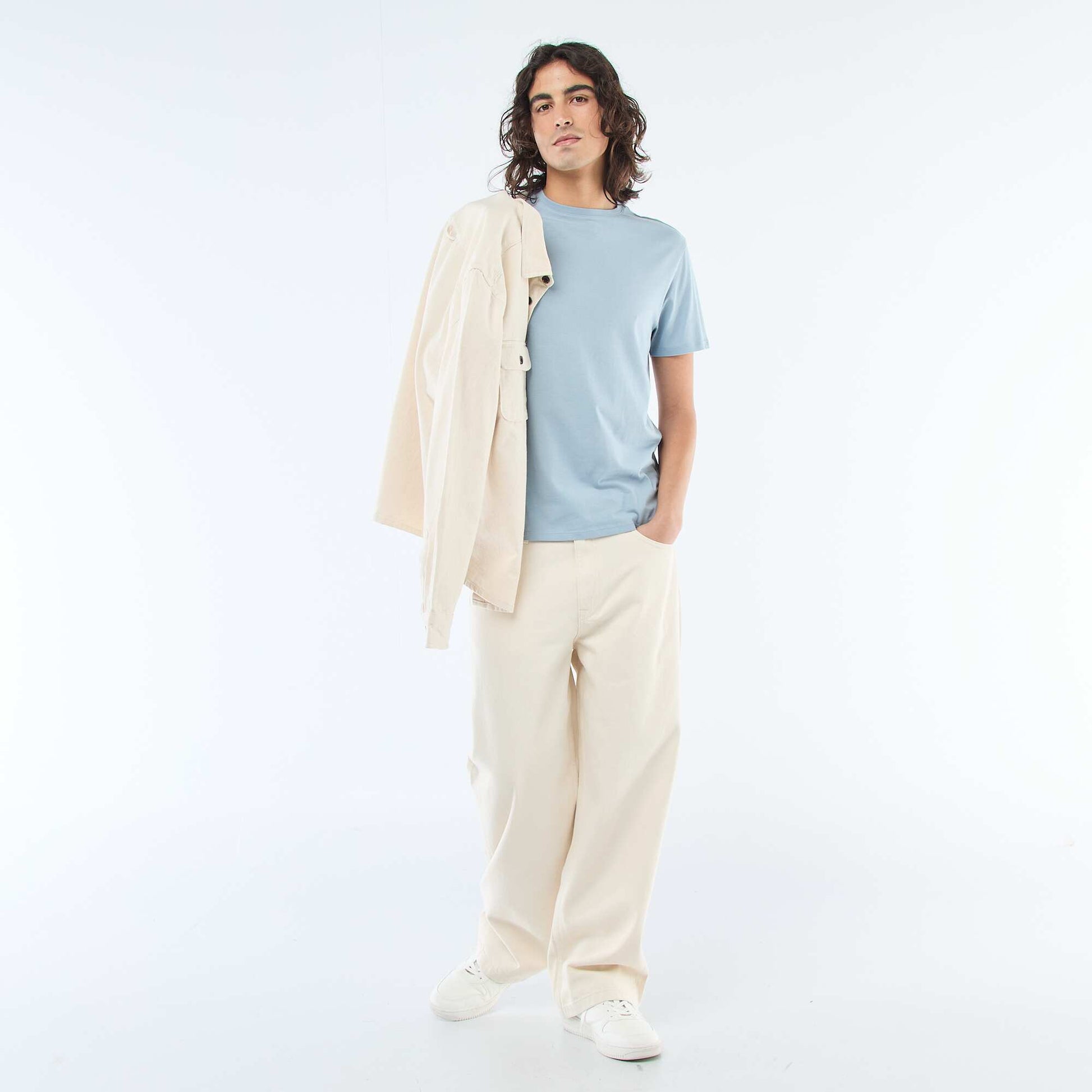 Camiseta recta de punto lisa AZUL