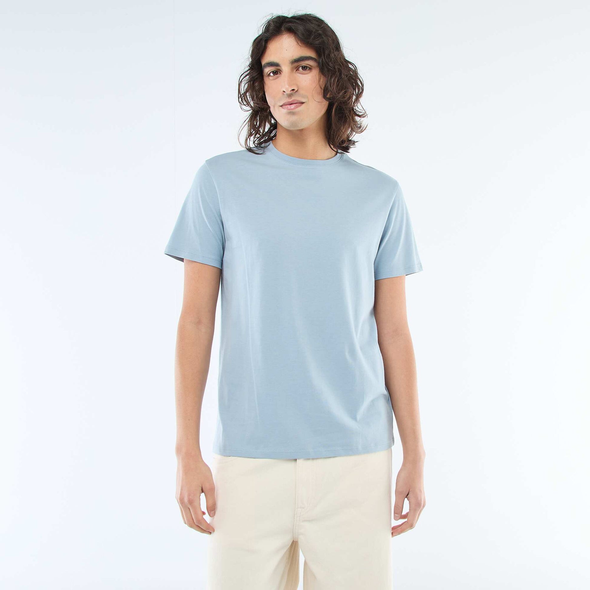 Camiseta recta de punto lisa AZUL
