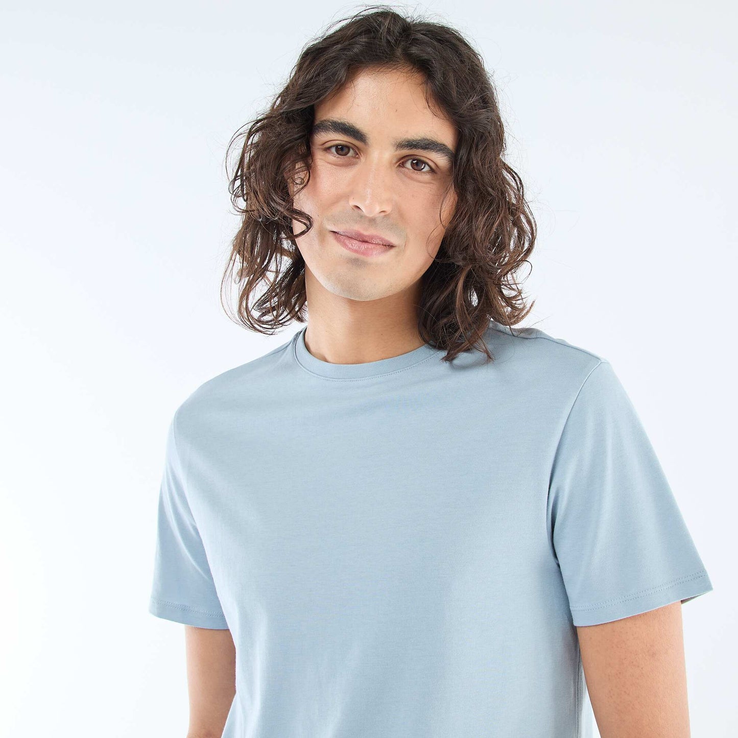 Camiseta recta de punto lisa AZUL