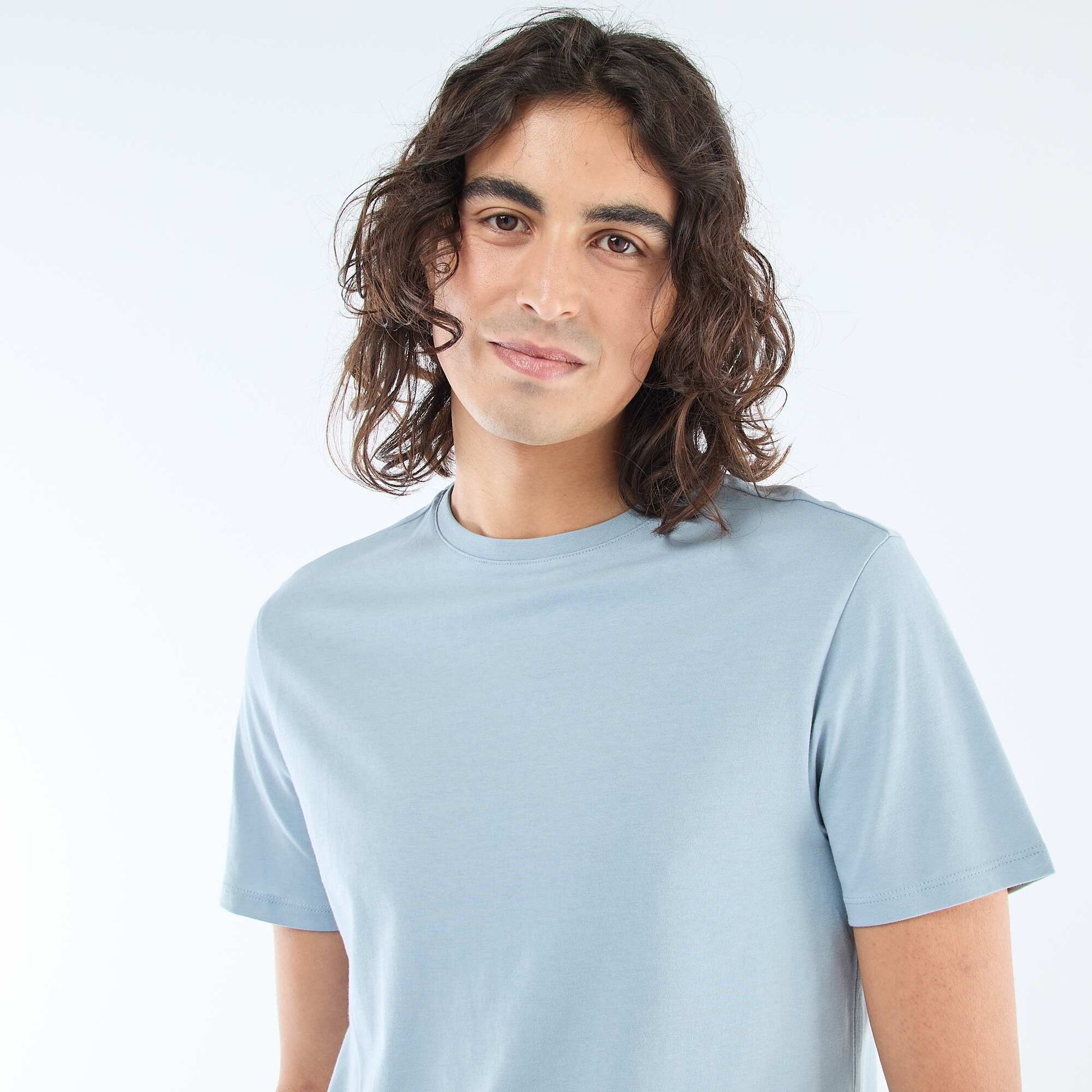 Camiseta recta de punto lisa AZUL