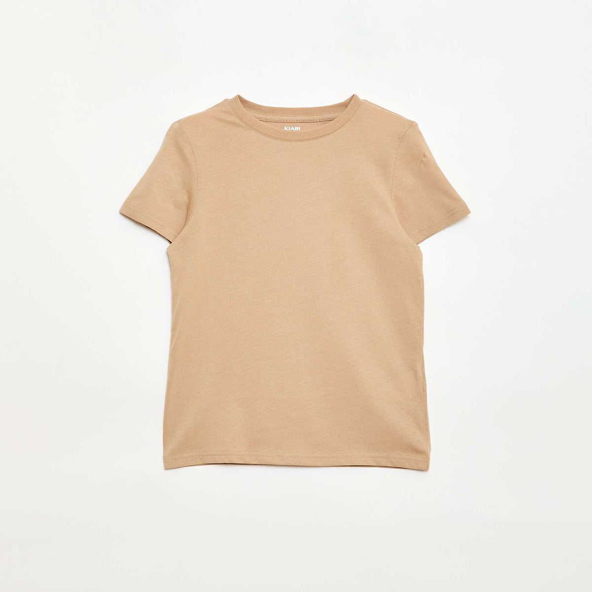 Camiseta básica de punto lisa BEIGE