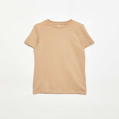Camiseta básica de punto lisa BEIGE