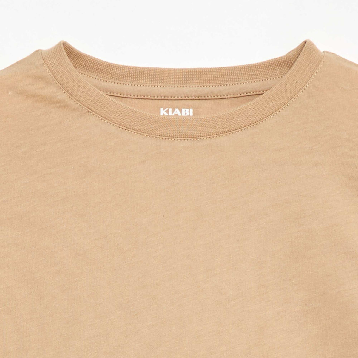 Camiseta básica de punto lisa BEIGE