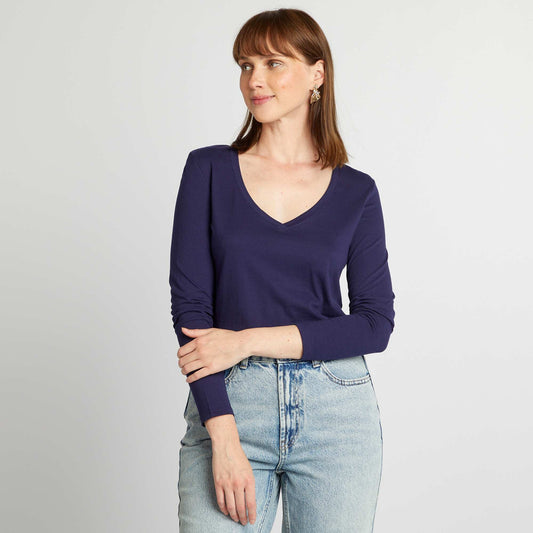 Camiseta con cuello de pico AZUL