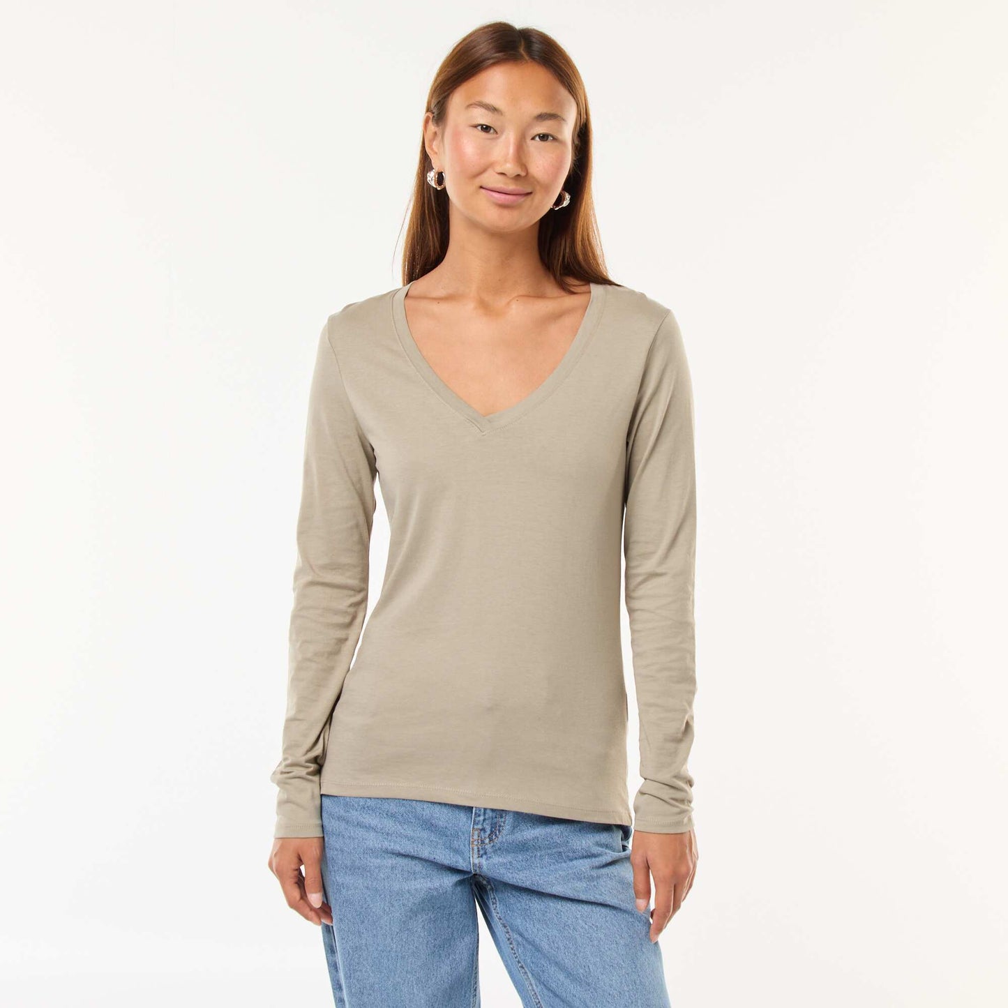 Camiseta con cuello de pico VERDE