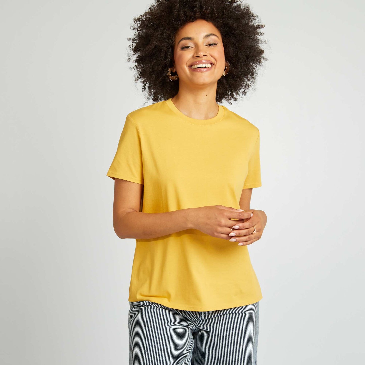 Camiseta lisa de punto AMARILLO