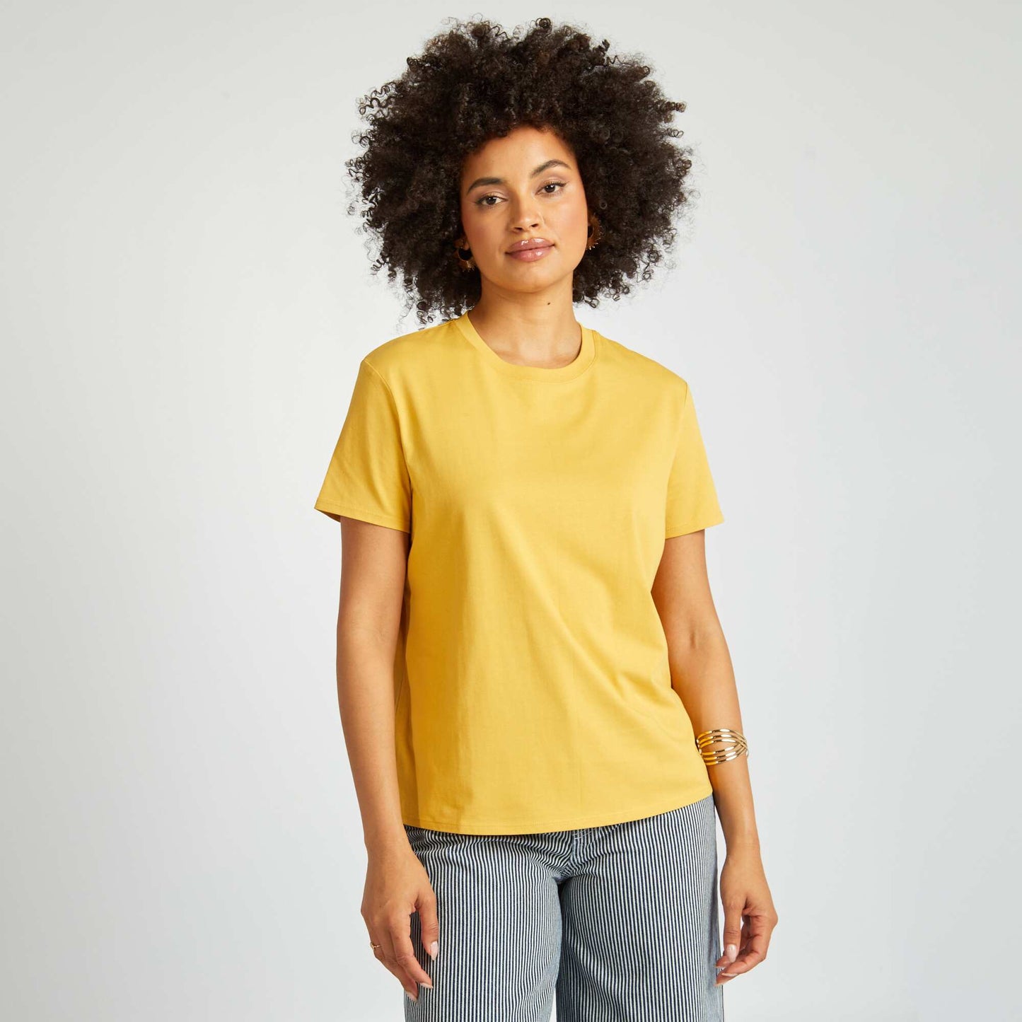 Camiseta lisa de punto AMARILLO