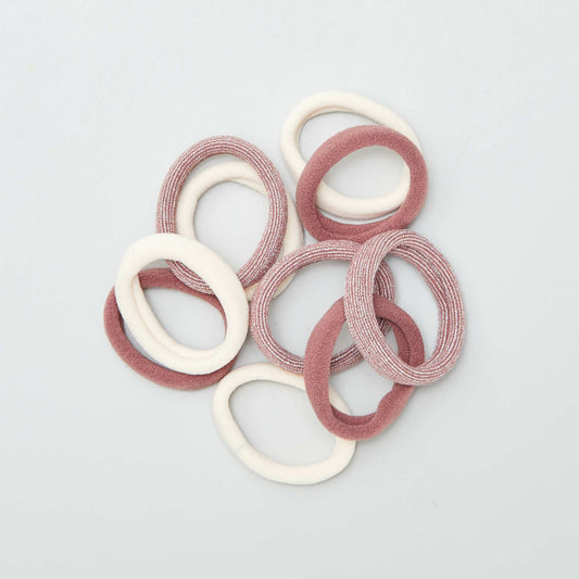 Pack de 10 gomas para el pelo BEIGE