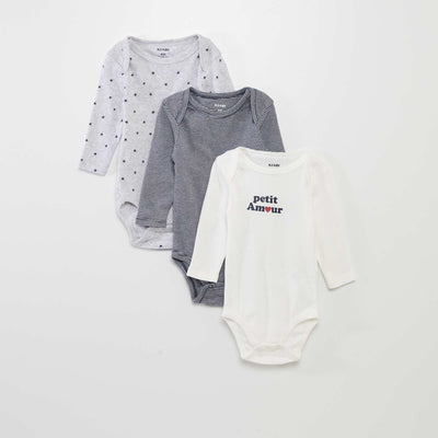 Pack de 3 bodies de manga larga GRIS