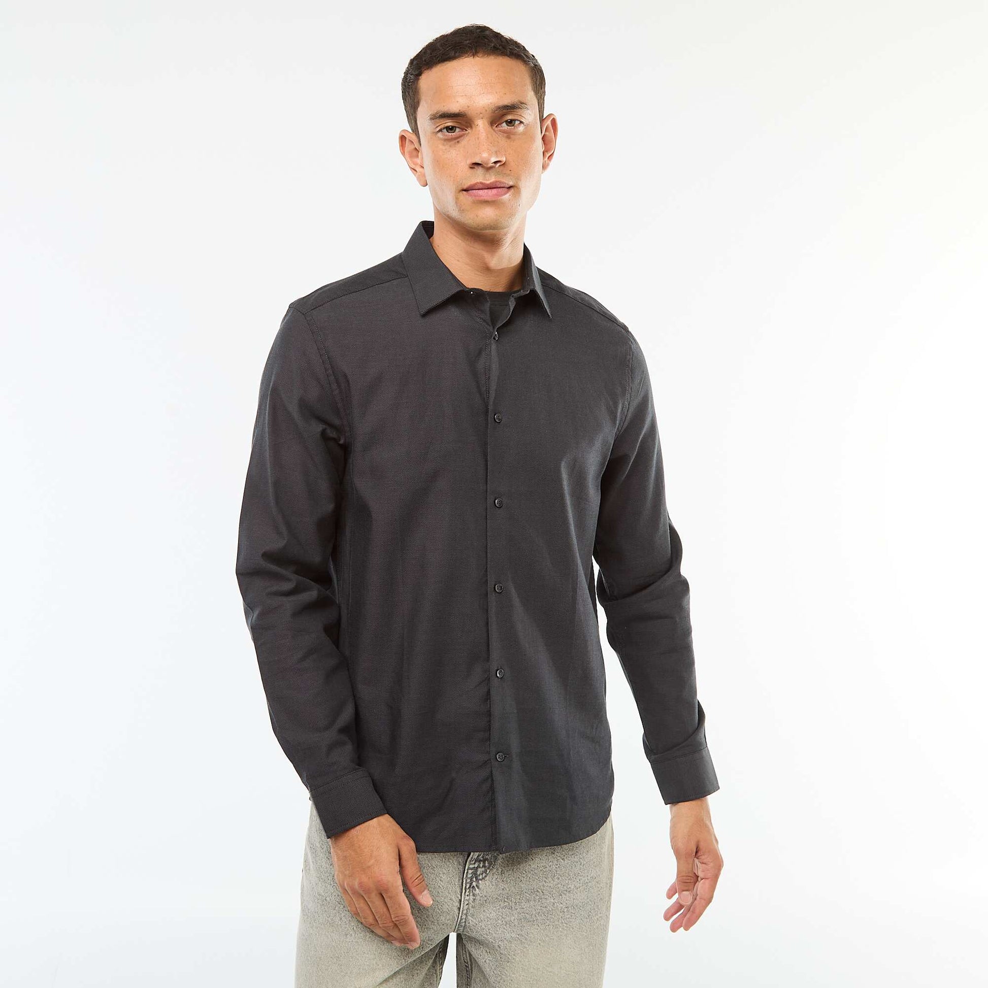 Camisa recta lisa NEGRO