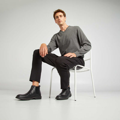 Sweater básico de punto liso GRIS