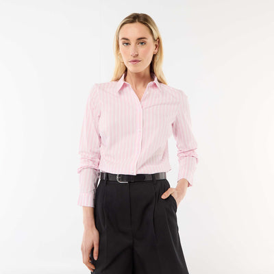 Camisa entallada cuello italiano ROSA