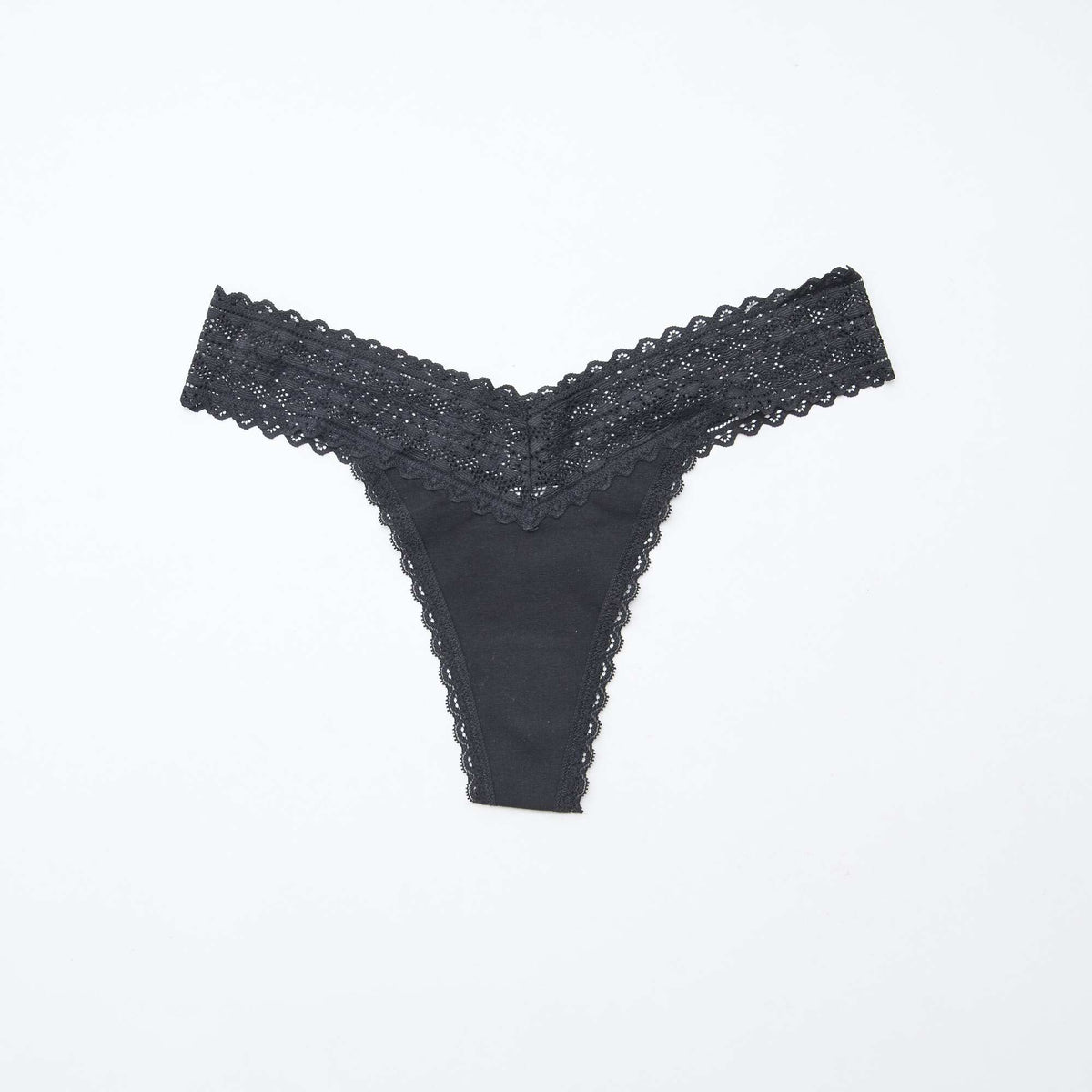 Pack de 3 tangas de algodón y encaje NEGRO