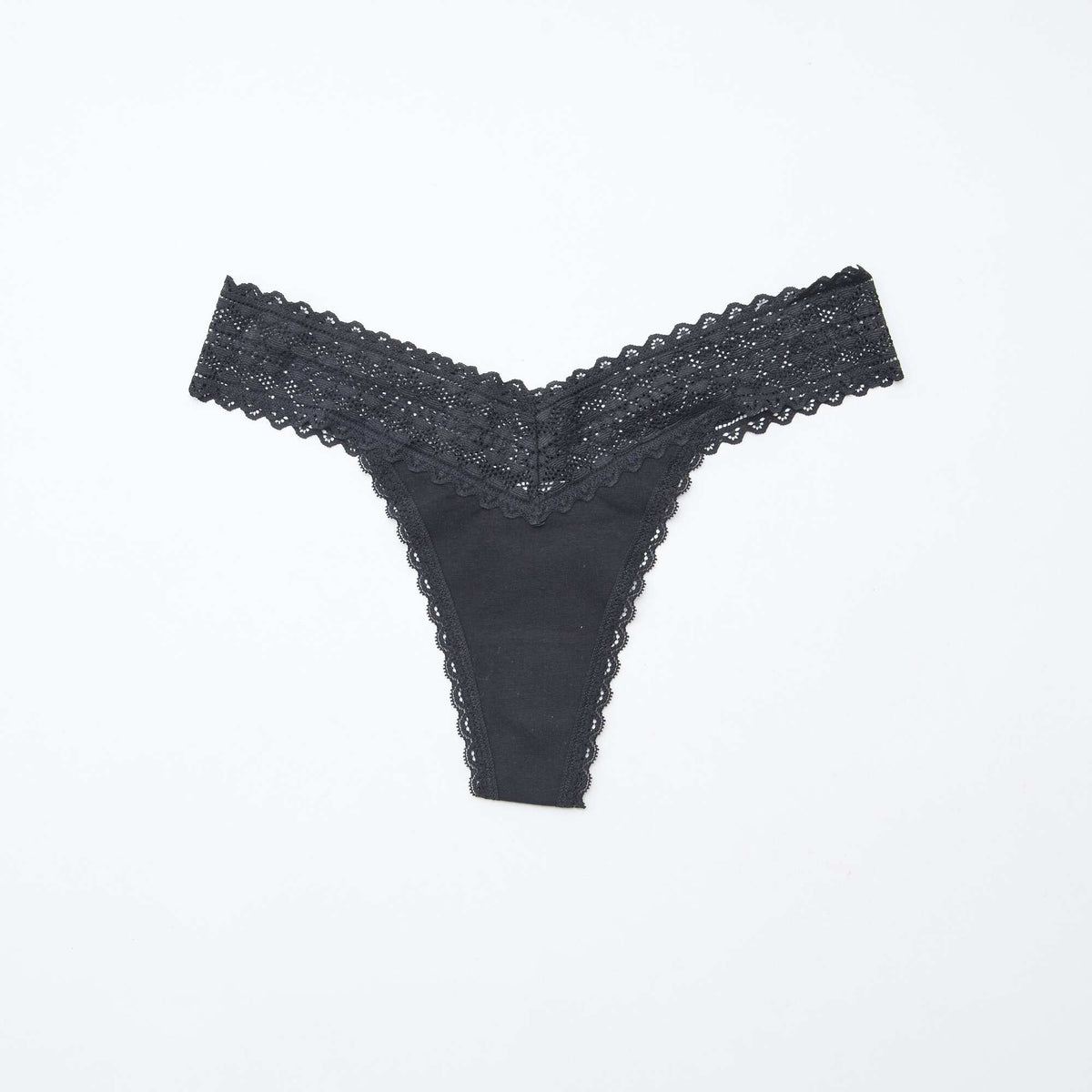 Pack de 3 tangas de algodón y encaje NEGRO