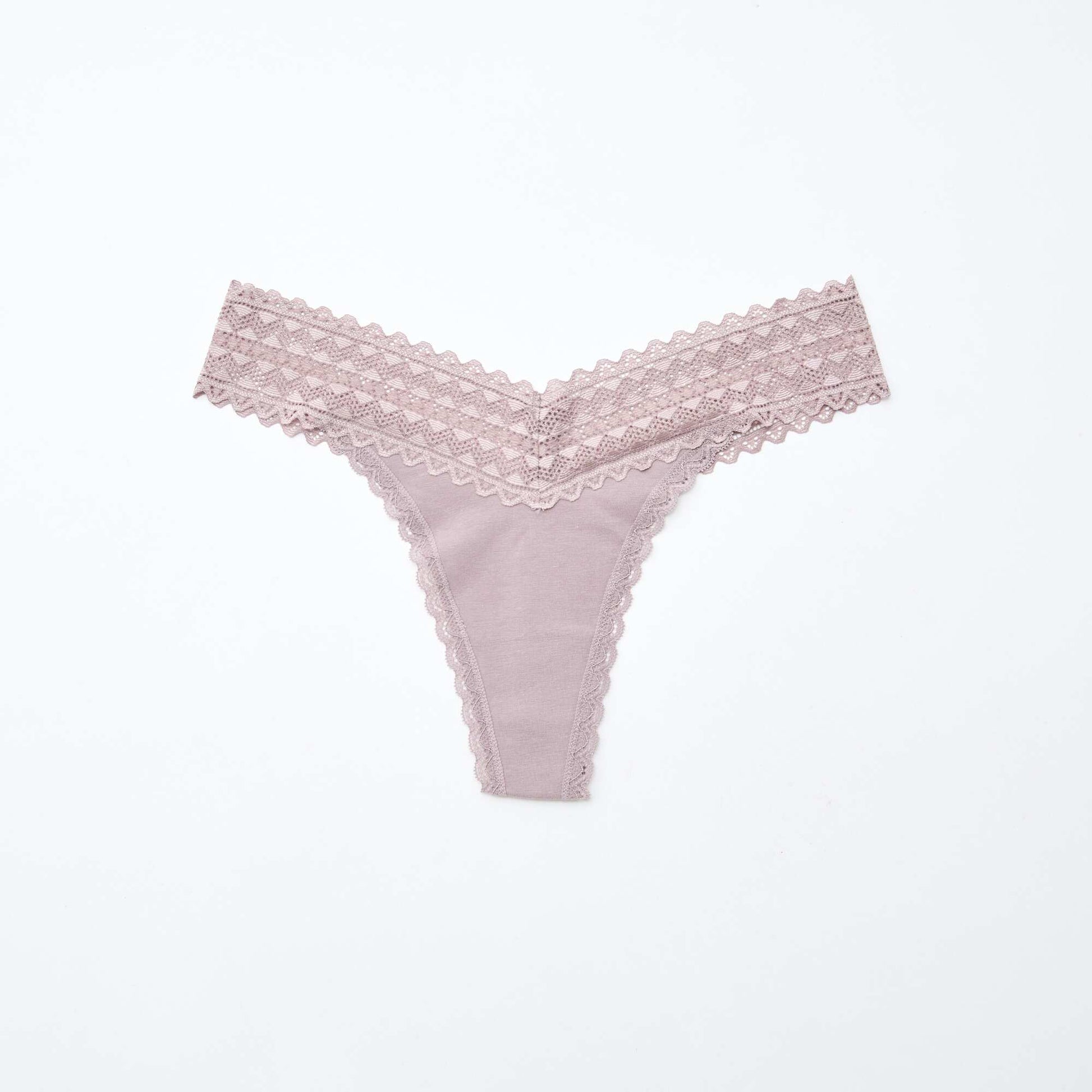 Pack de 3 tangas de algodón y encaje ROSA
