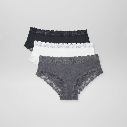 Pack de 3 culottes de canalé fino GRIS