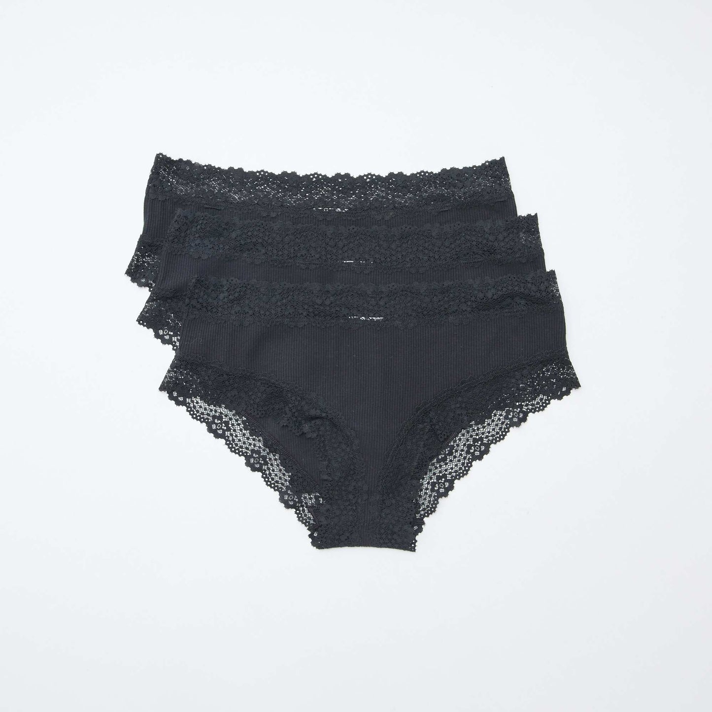 Pack de 3 shorties de canalé fino NEGRO