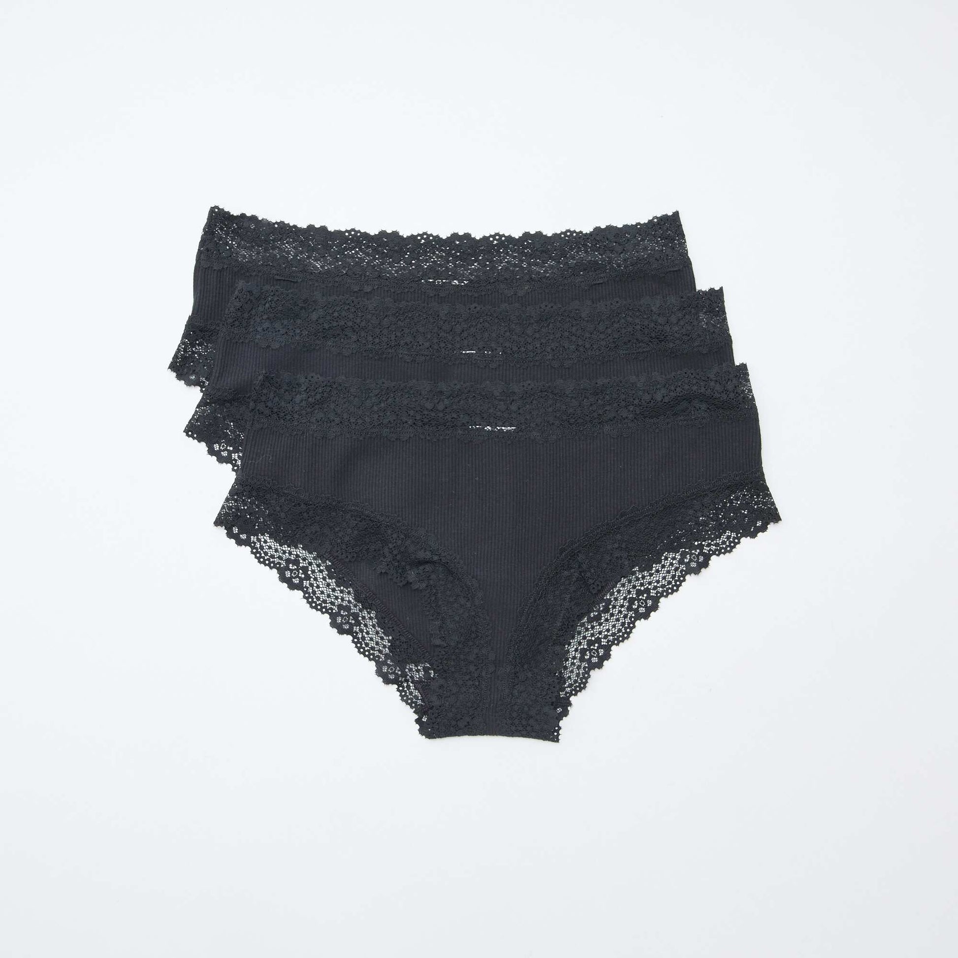 Pack de 3 shorties de canalé fino NEGRO