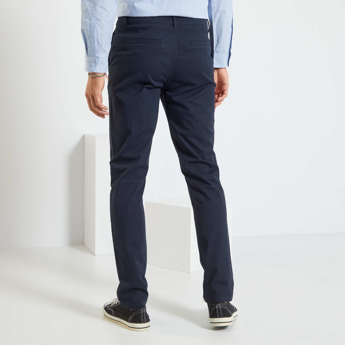 Pantalón chino de algodón elástico AZUL