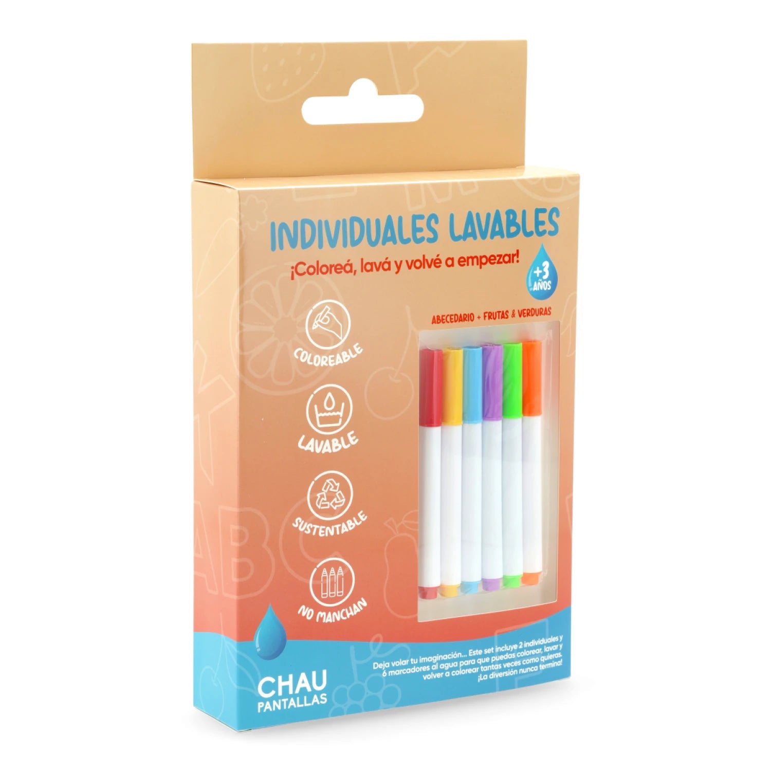 Individuales Lavables Abecedario + Frutas y Verduras - Juego