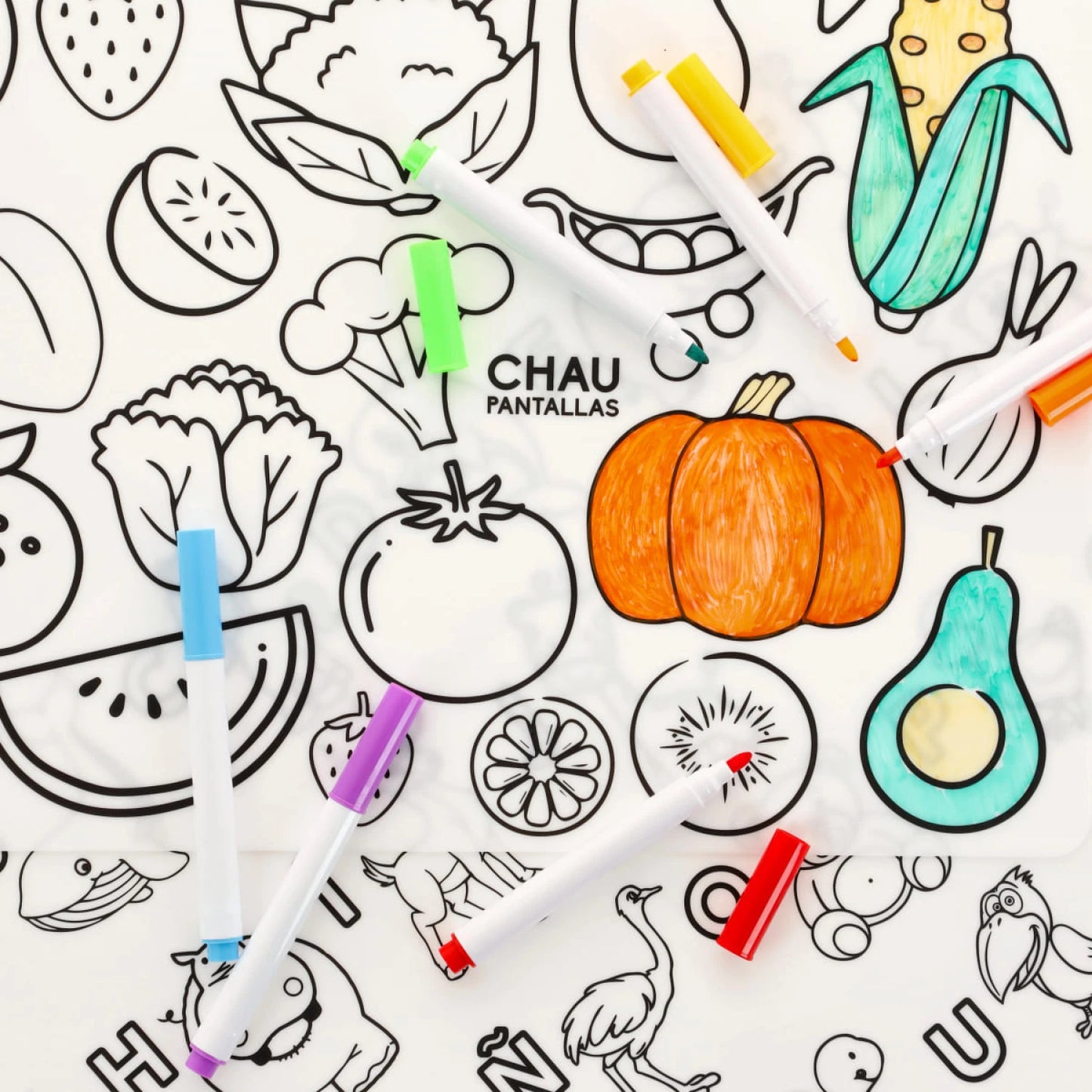 Individuales Lavables Abecedario + Frutas y Verduras - Juego