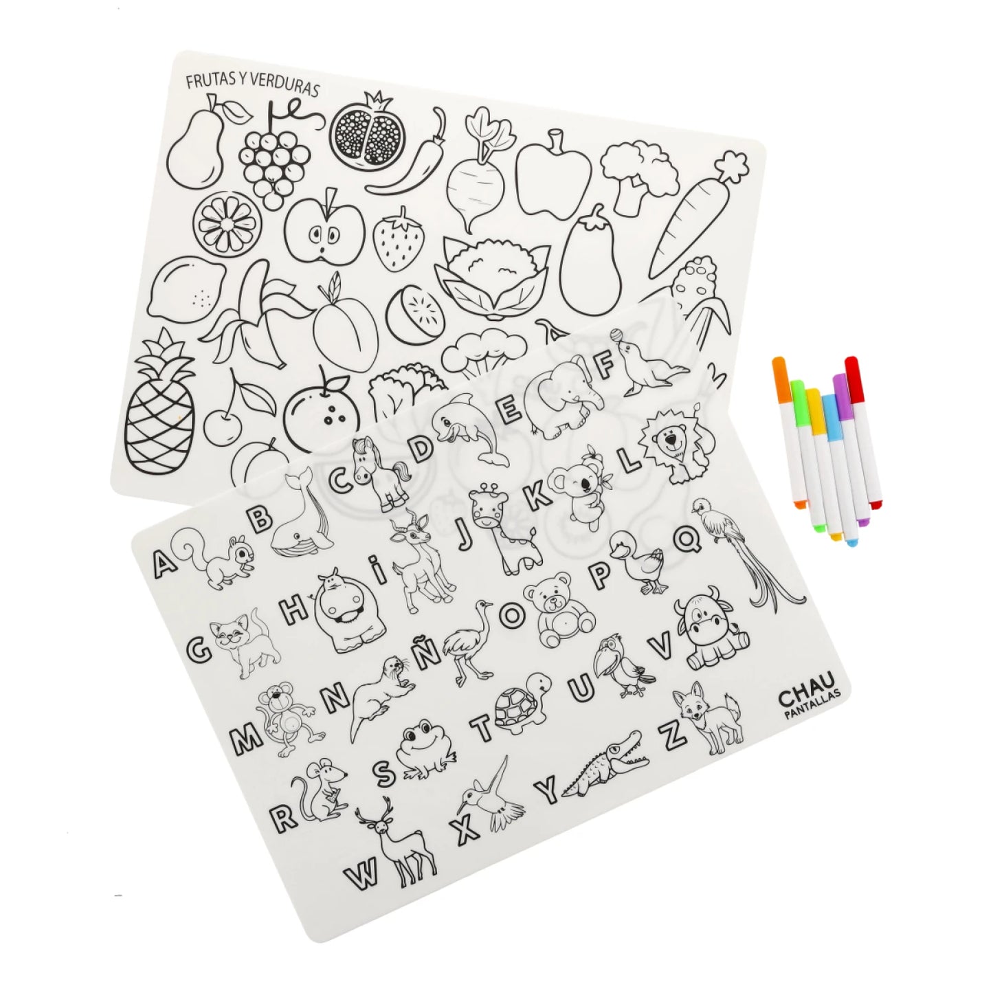Individuales Lavables Abecedario + Frutas y Verduras - Juego