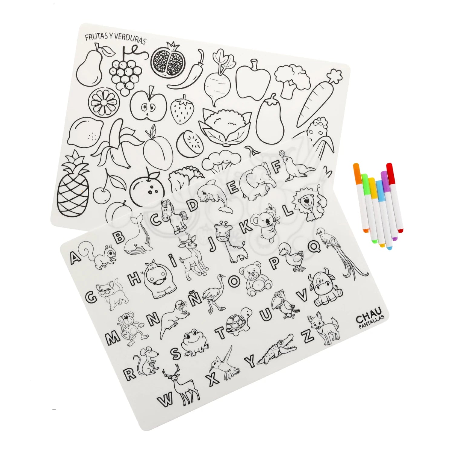 Individuales Lavables Abecedario + Frutas y Verduras - Juego