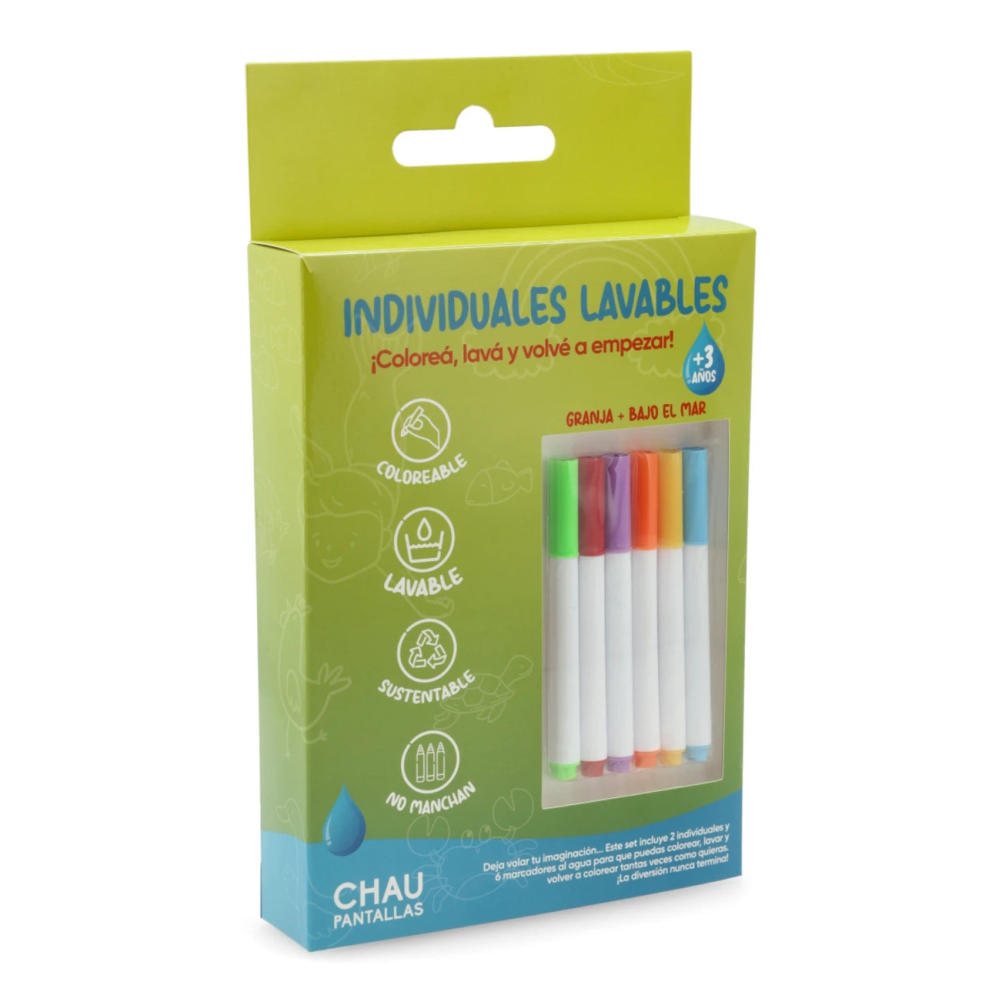 Individuales Lavables Granja + Bajo el mar - Juego