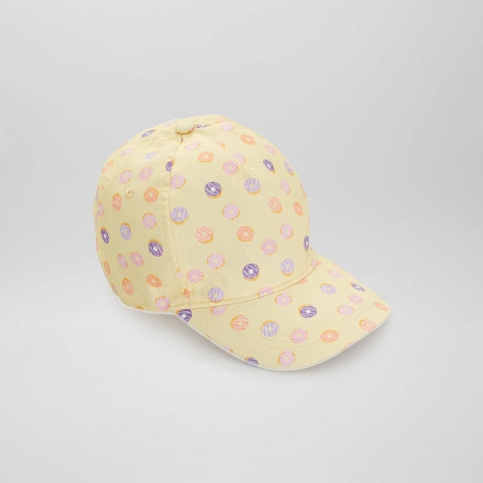 Gorra de tela con estampado amarillo