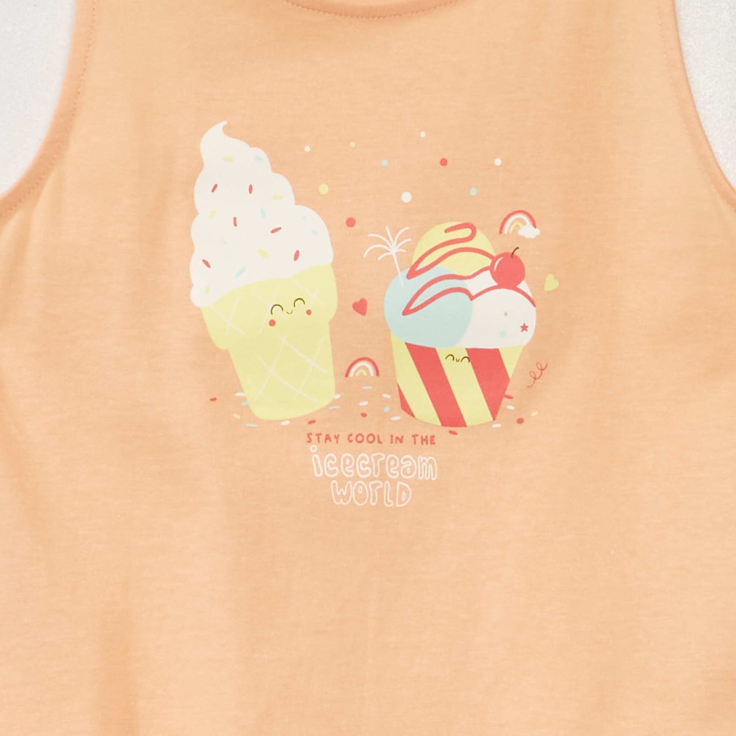 Camiseta sin mangas estampada 'helado' ROSA