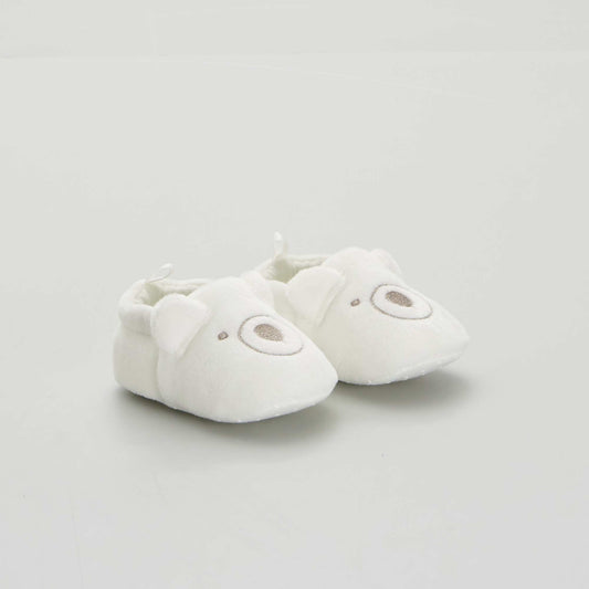 Zapatillas de terciopelo para bebé blanco nieve