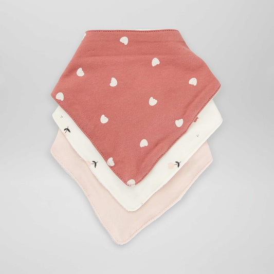 Pack de 3 baberos triangulares ROSA