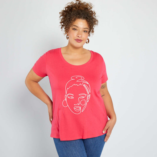 Camiseta estampada de cuello redondo ROSA
