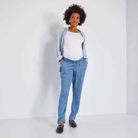 Pantalon maternidad vaporoso y ligero AZUL