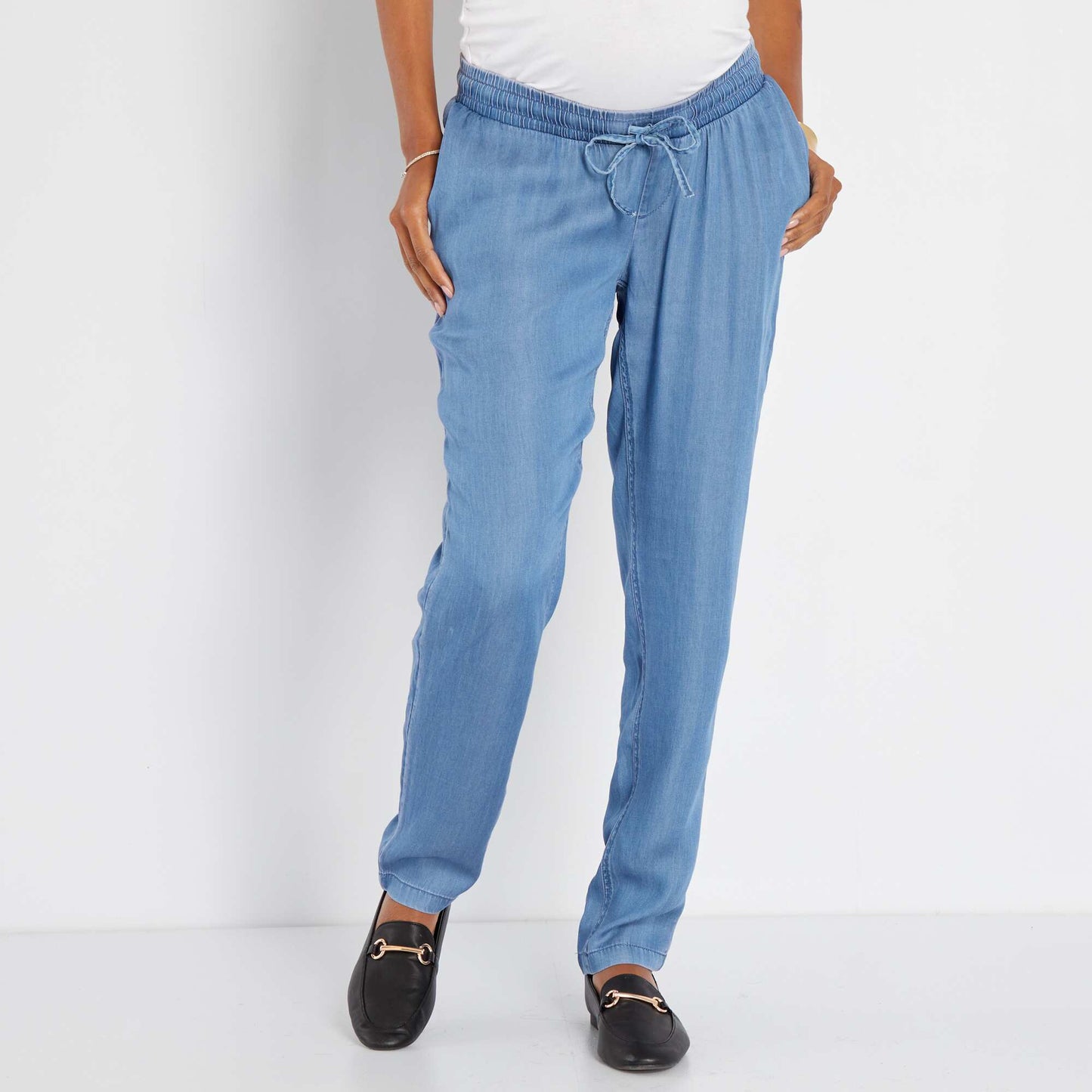 Pantalon maternidad vaporoso y ligero AZUL