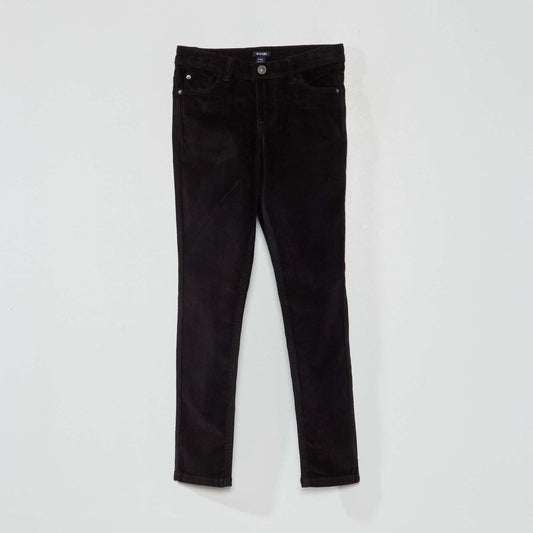 Pantalon skinny de terciopelo liso negro