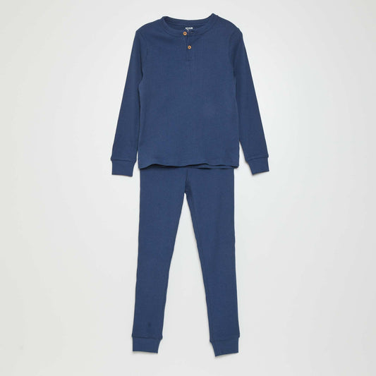 Pijama largo de canal  - 2 piezas Azul