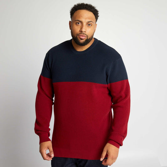 Sweater de punto colorblock ROJO