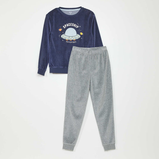 Pijama de terciopelo - 2 piezas AZUL