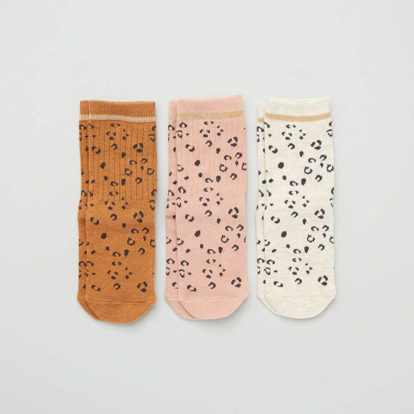 Pack de 3 pares de medias 'leopardo' MARRON