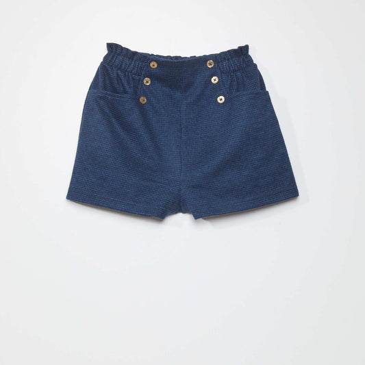 Short con estampado de 'pata de gallo' AZUL