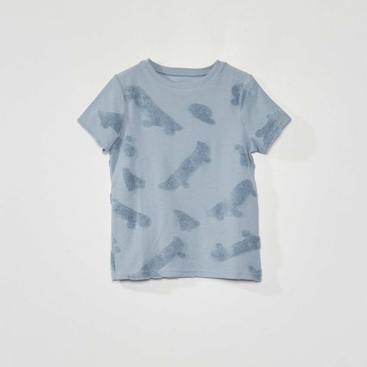 Camiseta de punto con parche azul denim