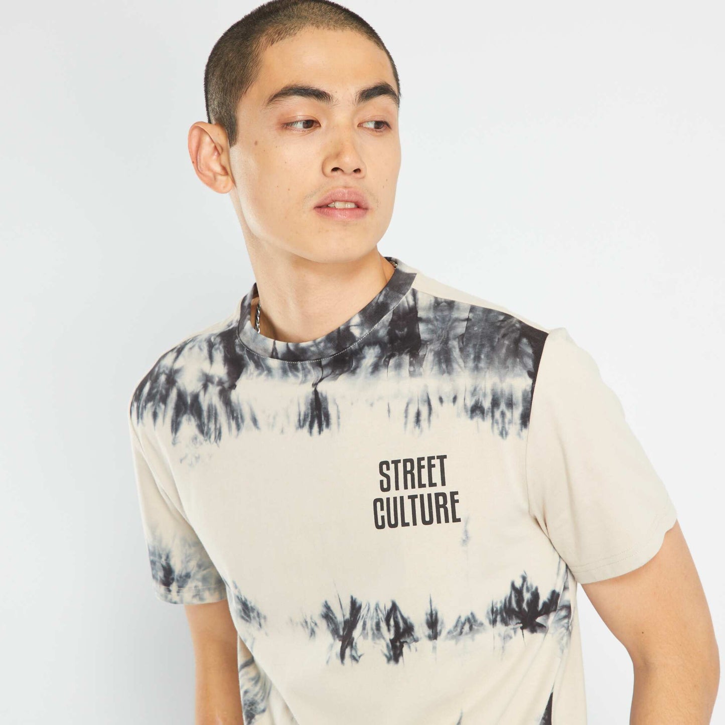 Camiseta de punto tie-dye GATO GRIS