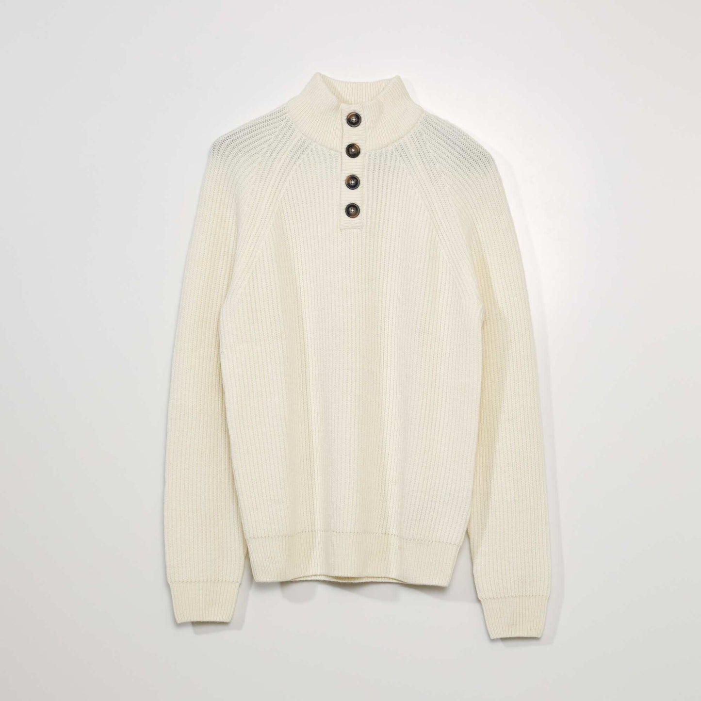 Sweater de cuello alto con botones BLANCO